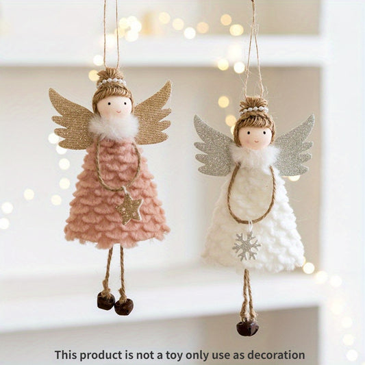 Set of 3 Elegant Christmas Angel Doll Ornaments with Sparkling, Delicate Wings