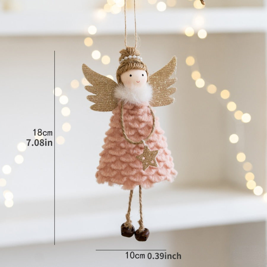 Set of 3 Elegant Christmas Angel Doll Ornaments with Sparkling, Delicate Wings