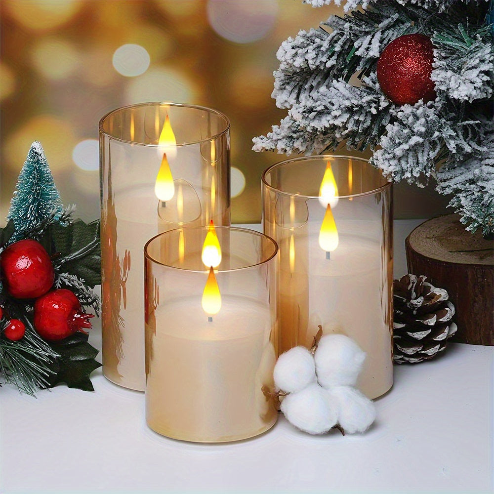 9/ 6 pack, LED candle light, Halloween decoration, gold gray glass flameless candle light, including remote control battery power supply, home Halloween decoration, suitable for Christmas weddings and gatherings, Christmas decorations