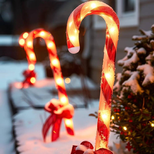 20 Packs of Solar Outdoor Candy Cane LED Lights