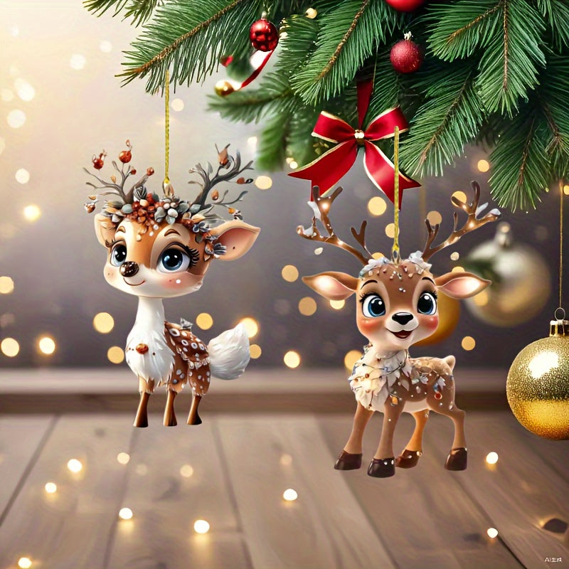 Cute "Sika Deer" Ornament (Set of 2)