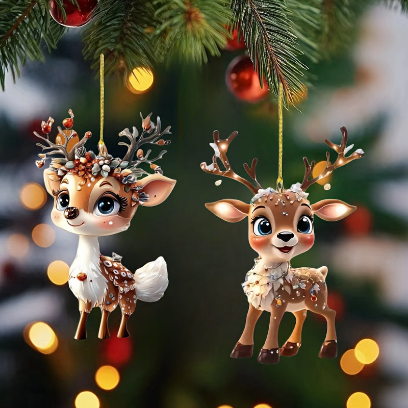 Cute "Sika Deer" Ornament (Set of 2)