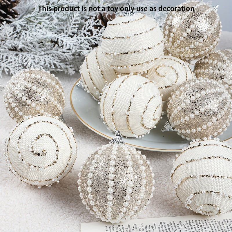 Round Plastic Glittering Christmas Ornaments (Pack of 12)