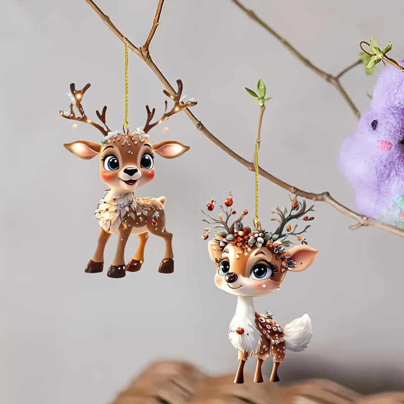 Cute "Sika Deer" Ornament (Set of 2)